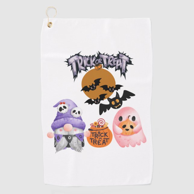 trick or treat gnomes   golf towel (Front)