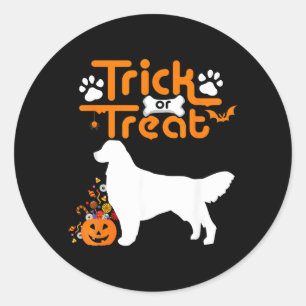 Trick Or Treat Golden Retriever Dog Halloween Classic Round Sticker