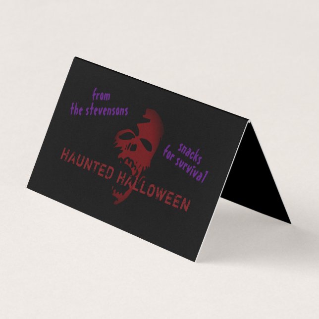 Trick or Treat Goodie Bag Topper Scary Skull Card (Front)