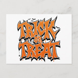 Trick Or Treat Graffiti Postcard