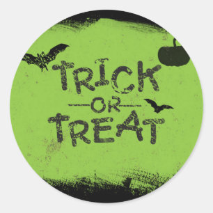 Trick or Treat Green Black Halloween Party Sticker
