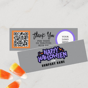 Trick or Treat Grey Happy Halloween Thank You  Mini Business Card