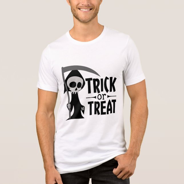 Trick or Treat Grim Reaper | Halloween Tri-Blend Shirt (Front)