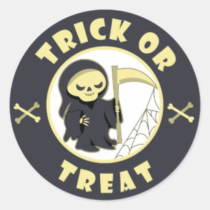 Trick or treat Grim Reaper starbucks logo coffee T Classic Round Sticker