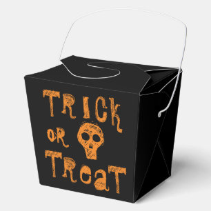Trick or Treat Grunge Orange Skull Halloween Favour Box