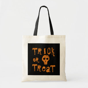 Trick or Treat Grunge Orange Skull Halloween Tote Bag