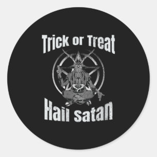 Trick or Treat Hail Satan Pentagram Goat Classic Round Sticker