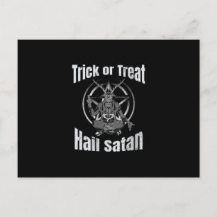 Trick or Treat Hail Satan Pentagram Goat Invitation Postcard