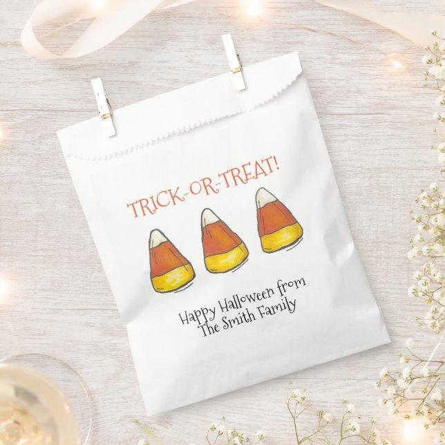 Trick or Treat Halloween Autumn Candy Corn Candies Favour Bags (Clipped)