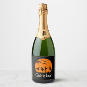 Trick or Treat Halloween Ballet Silhouette Sparkling Wine Label