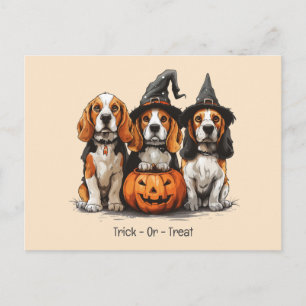 Trick Or Treat Halloween Beagle Dogs Postcard