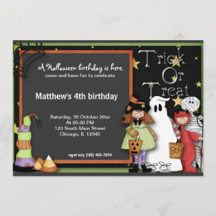 Trick or Treat Halloween Birthday Invitation