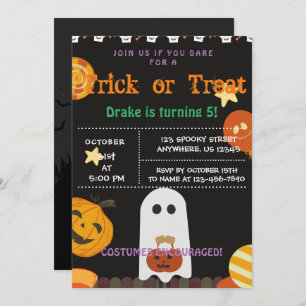 Trick or Treat, Halloween Birthday Invitation