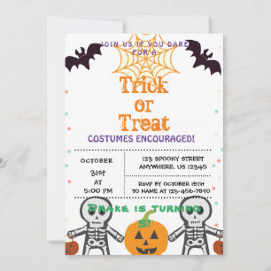 Trick or Treat, Halloween Birthday Invitation