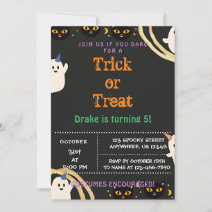 Trick or Treat, Halloween Birthday Invitation