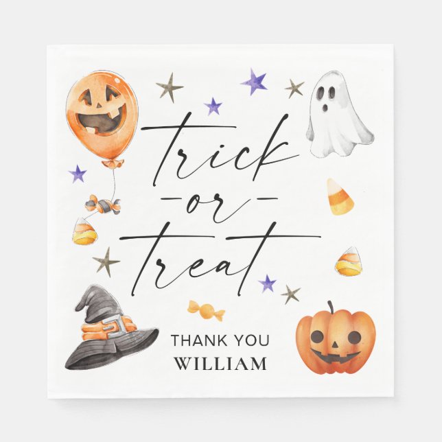 Trick or Treat Halloween Birthday Napkin (Front)