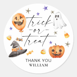 Trick or Treat Halloween Birthday Party  Classic Round Sticker