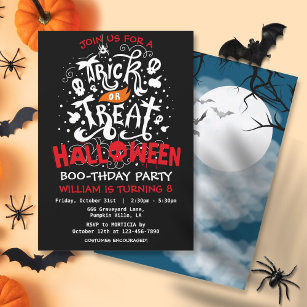Trick or Treat Halloween Birthday Party  Invitation