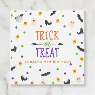 Trick or Treat Halloween Birthday themed favour ta Favour Tags