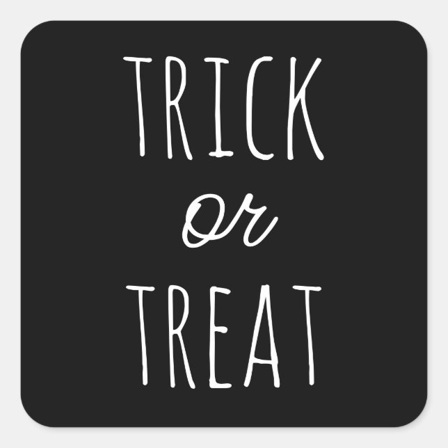 Trick or Treat Halloween | Black Cute Treat Bags Square Sticker (Front)