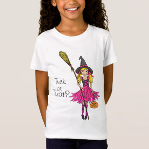 Trick or treat? Halloween blonde pink girl t-shirt