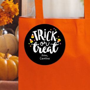 Trick or Treat Halloween Candy Corn Cute Favour Ba Classic Round Sticker
