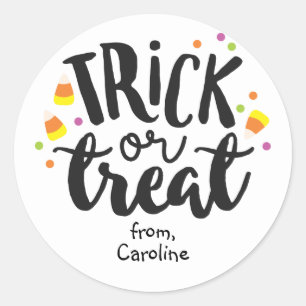 Trick or Treat Halloween Candy Corn Cute Favour Ba Classic Round Sticker