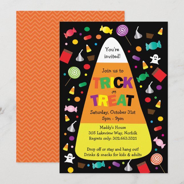 Trick or Treat Halloween Candy Invitation (Front/Back)