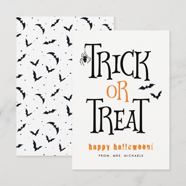 Trick or Treat Halloween Cards (Front/Back)