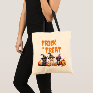 TRICK or TREAT, HALLOWEEN CATS WITH HATS Tote Bag