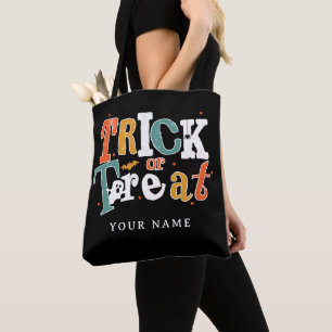 Trick Or Treat Halloween Custom Name Tote Bag