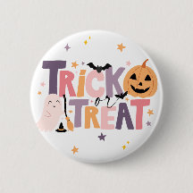 Trick or Treat Halloween Cute Ghost Button Pin