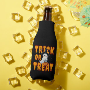 trick or treat halloween cute ghost pumpkin bottle cooler