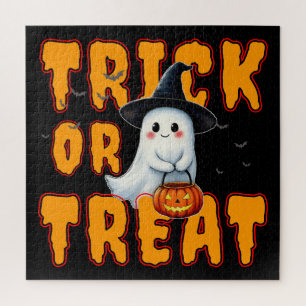 trick or treat halloween cute ghost pumpkin jigsaw puzzle