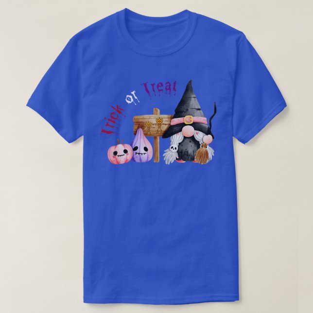 Trick or Treat Halloween Cute Gnomes Halloween Pum T-Shirt (Design Front)