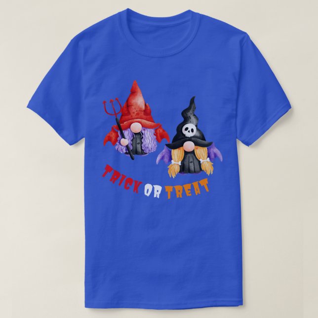 Trick or Treat Halloween Cute Gnomes Halloween Wit T-Shirt (Design Front)