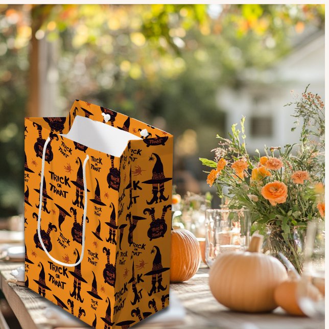 Trick or Treat Halloween cute orange Medium Gift Bag (Trick or Treat Halloween cute orange Medium Gift Bag)