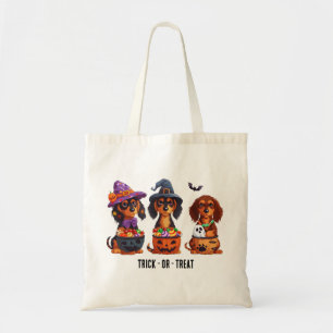 Trick Or Treat Halloween Dachshund Dogs Tote Bag
