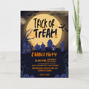 Trick or Treat Halloween Dance Party Invitation🎃 Foil Holiday Card