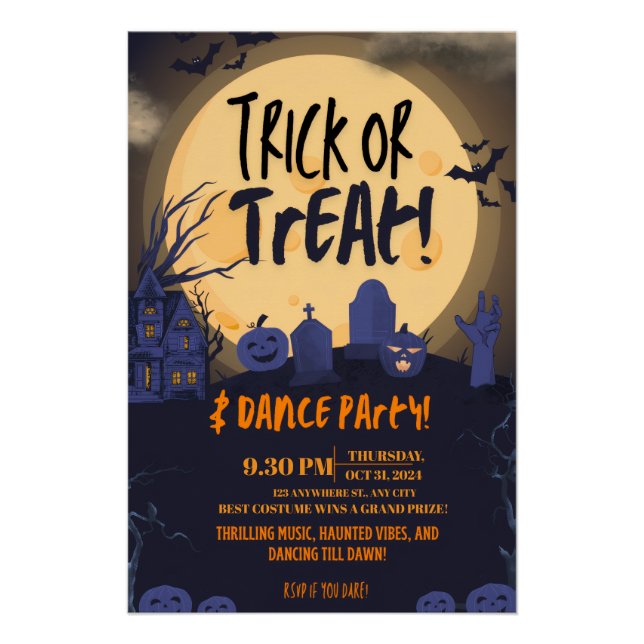 Trick or Treat Halloween Dance Party Invitation🎃 Poster (Front)