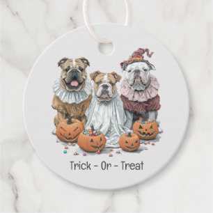 Trick Or Treat Halloween English Bulldogs Pumpkin Favour Tags