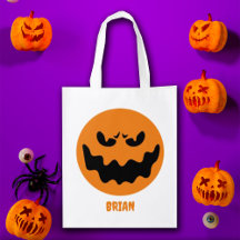Trick or Treat Halloween Face Personalise Name Bag