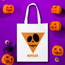 Trick or Treat Halloween Face Personalise Name Bag