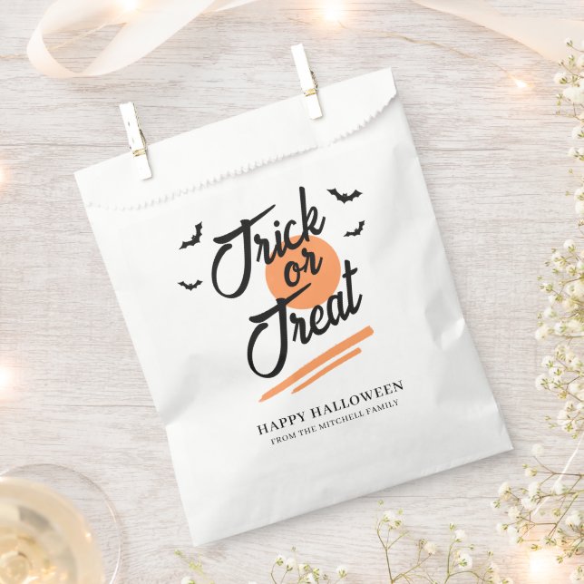 Trick or Treat Halloween Family Modern Script  Favour Bags (Clipped)