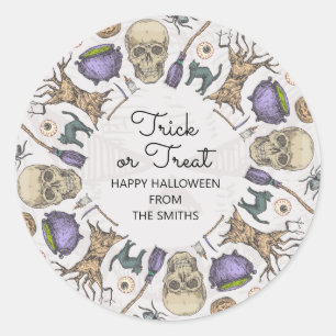 Trick or Treat Halloween Favour Treat Bag Sticker