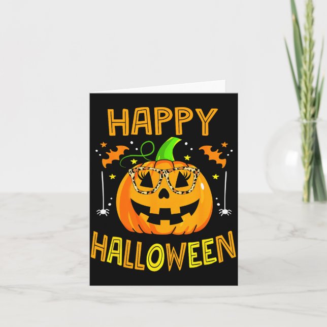 Trick Or Treat Halloween Funny Pumpkin Happy Hallo Card (Front)