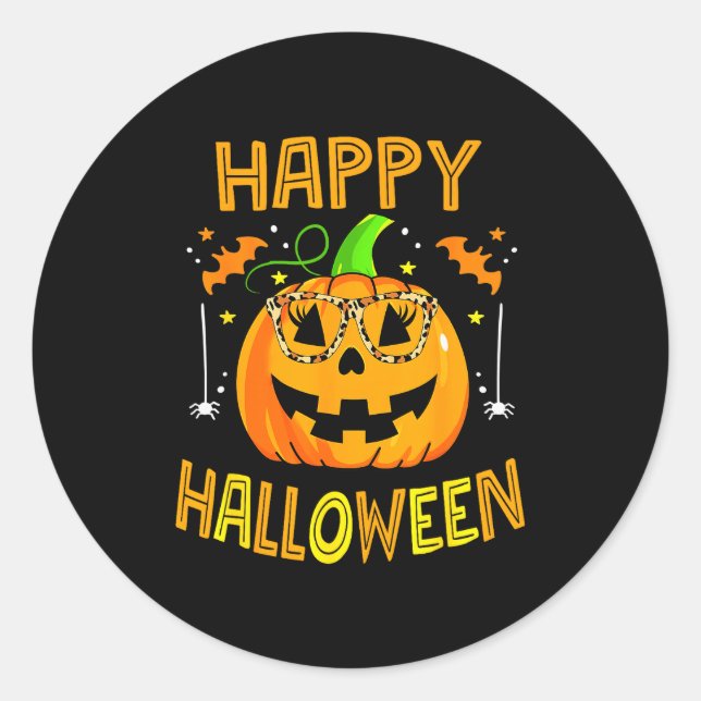 Trick Or Treat Halloween Funny Pumpkin Happy Hallo Classic Round Sticker (Front)