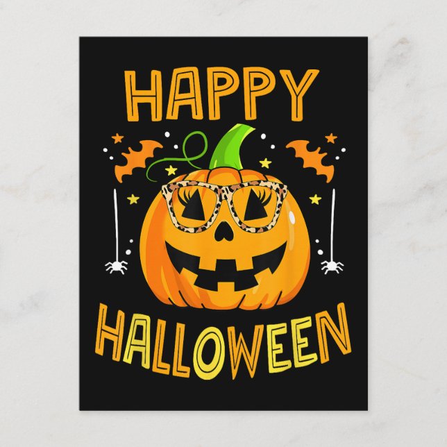 Trick Or Treat Halloween Funny Pumpkin Happy Hallo Enclosure Card (Front)