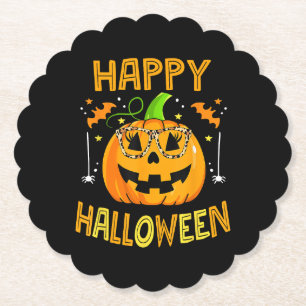 Trick Or Treat Halloween Funny Pumpkin Happy Hallo Paper Coaster