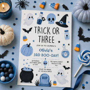 Trick Or Treat Halloween Ghost 3rd Birthday Party  Invitation